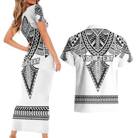 Personalised Melanesian Brotherhood Couples Matching Short Sleeve Bodycon Dress and Hawaiian Shirt With Tribal Pattern LT05 - Polynesian Pride