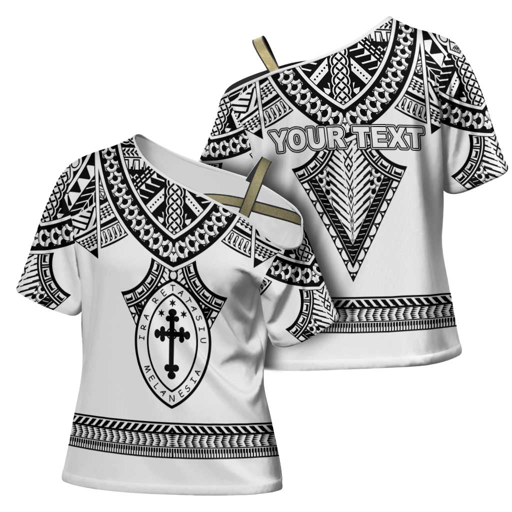 Personalised Melanesian Brotherhood Cross Shoulder Shirt With Tribal Pattern LT05 - Polynesian Pride