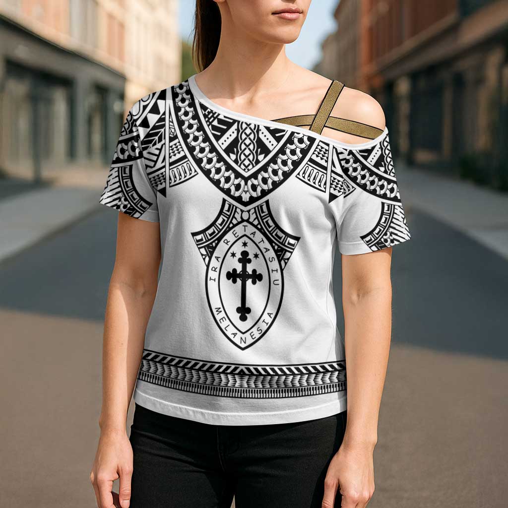 Personalised Melanesian Brotherhood Cross Shoulder Shirt With Tribal Pattern LT05 - Polynesian Pride