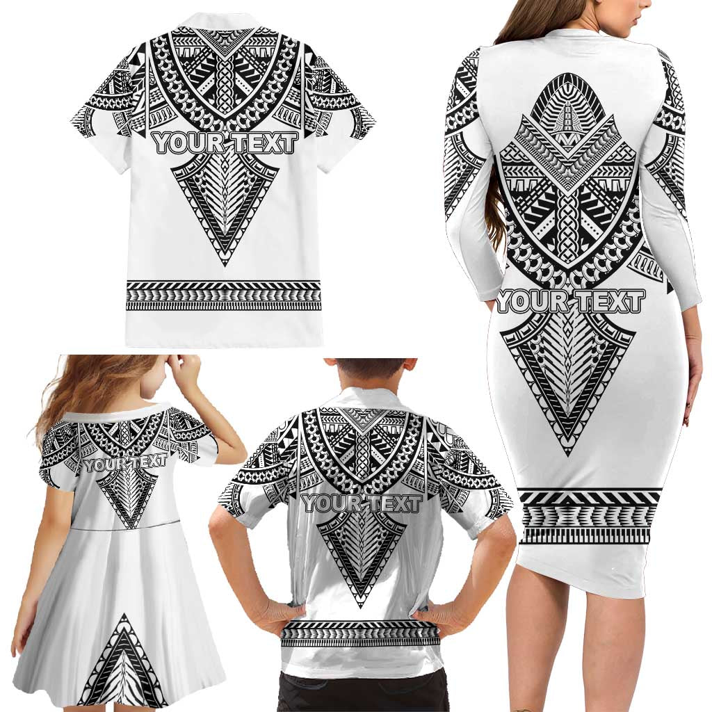Personalised Melanesian Brotherhood Family Matching Long Sleeve Bodycon Dress and Hawaiian Shirt With Tribal Pattern LT05 - Polynesian Pride