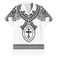 Personalised Melanesian Brotherhood Family Matching Long Sleeve Bodycon Dress and Hawaiian Shirt With Tribal Pattern LT05 Dad's Shirt - Short Sleeve White - Polynesian Pride