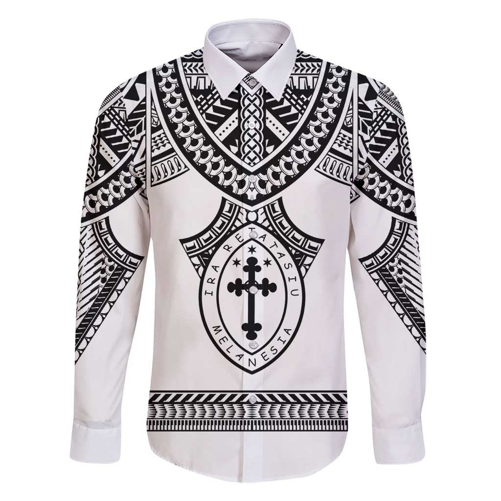 Personalised Melanesian Brotherhood Family Matching Mermaid Dress and Hawaiian Shirt With Tribal Pattern LT05 Dad's Shirt - Long Sleeve White - Polynesian Pride