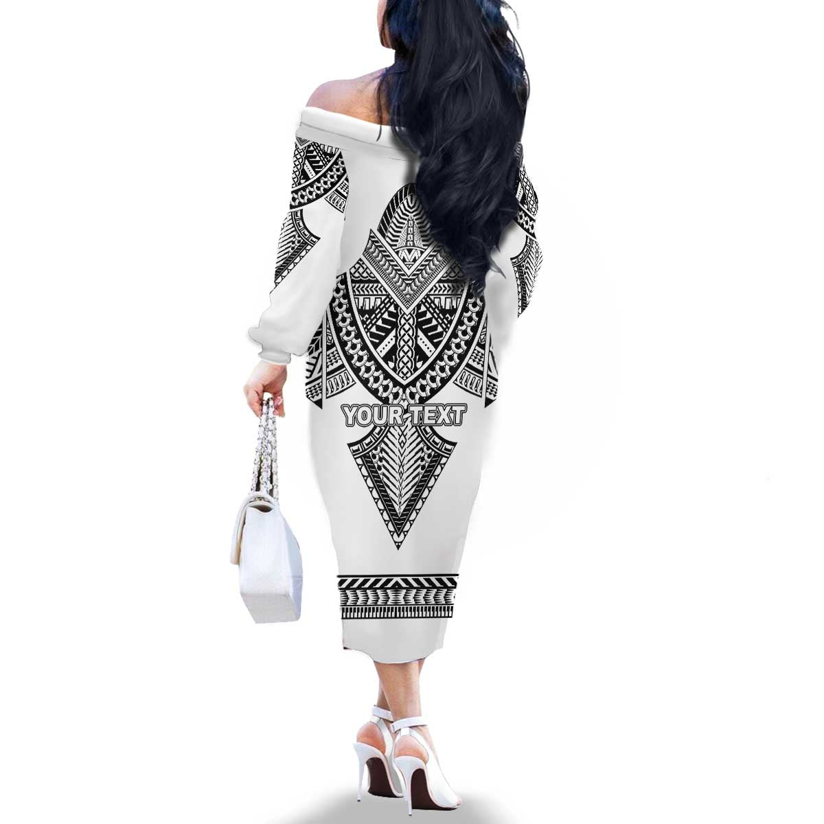 Personalised Melanesian Brotherhood Family Matching Off The Shoulder Long Sleeve Dress and Hawaiian Shirt With Tribal Pattern LT05 - Polynesian Pride