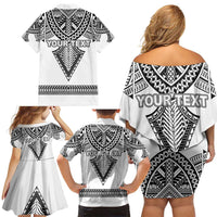 Personalised Melanesian Brotherhood Family Matching Off Shoulder Short Dress and Hawaiian Shirt With Tribal Pattern LT05 - Polynesian Pride
