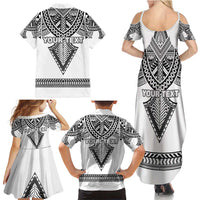 Personalised Melanesian Brotherhood Family Matching Summer Maxi Dress and Hawaiian Shirt With Tribal Pattern LT05 - Polynesian Pride