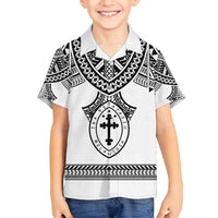 Personalised Melanesian Brotherhood Family Matching Summer Maxi Dress and Hawaiian Shirt With Tribal Pattern LT05 Son's Shirt White - Polynesian Pride