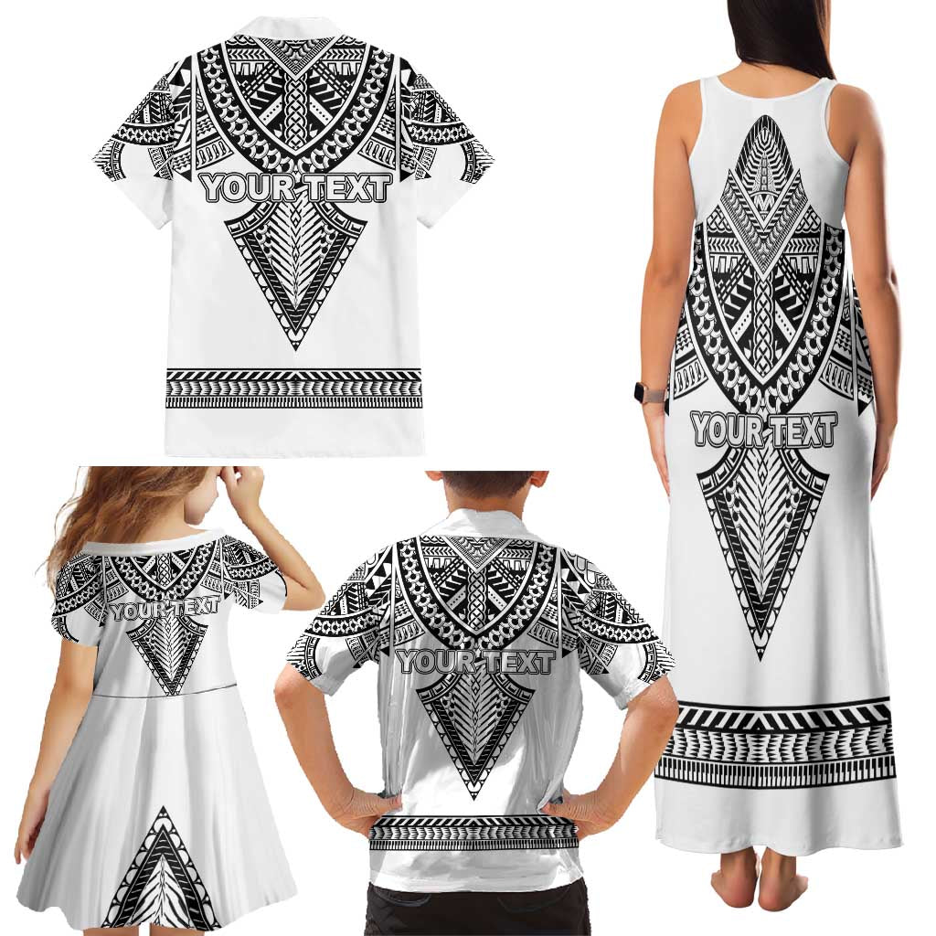 Personalised Melanesian Brotherhood Family Matching Tank Maxi Dress and Hawaiian Shirt With Tribal Pattern LT05 - Polynesian Pride