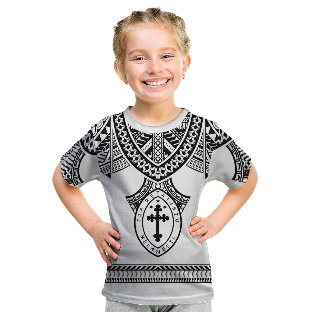 Personalised Melanesian Brotherhood Kid T Shirt With Tribal Pattern LT05 White - Polynesian Pride