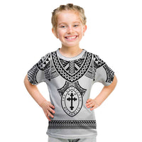Personalised Melanesian Brotherhood Kid T Shirt With Tribal Pattern LT05 White - Polynesian Pride