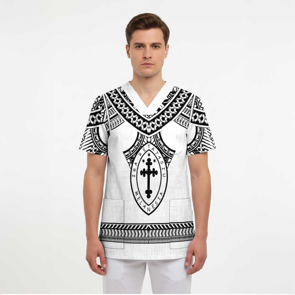 Personalised Melanesian Brotherhood Scrub Top With Tribal Pattern - Polynesian Pride