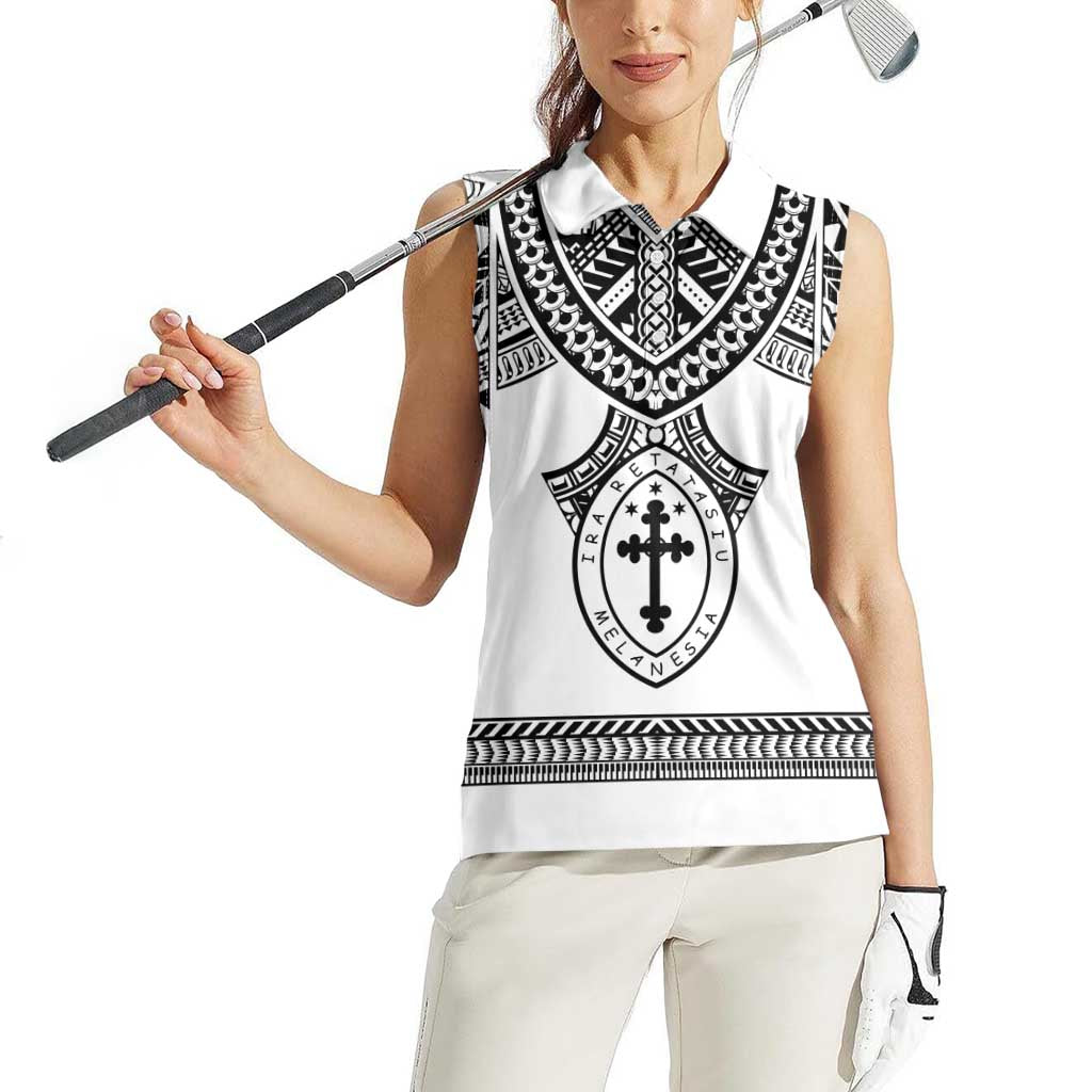Personalised Melanesian Brotherhood Women Sleeveless Polo Shirt With Tribal Pattern - Polynesian Pride