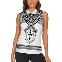 Personalised Melanesian Brotherhood Women Sleeveless Polo Shirt With Tribal Pattern - Polynesian Pride