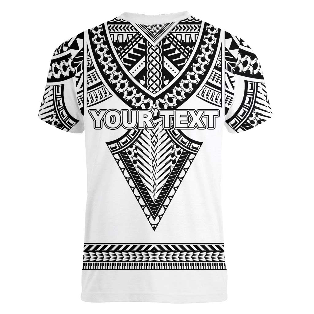 Personalised Melanesian Brotherhood Women V-Neck T-Shirt With Tribal Pattern - Polynesian Pride