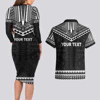 Personalised Melanesian Brotherhood Couples Matching Long Sleeve Bodycon Dress and Hawaiian Shirt Ministry Faith And Mission LT05 - Polynesian Pride