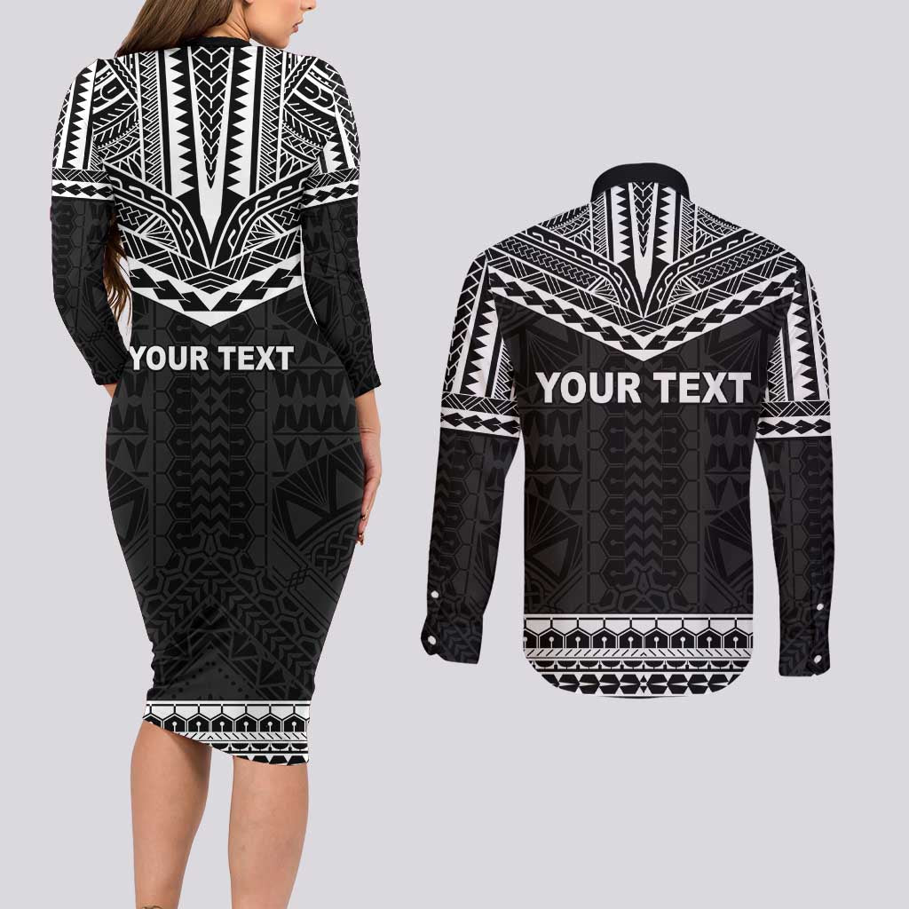 Personalised Melanesian Brotherhood Couples Matching Long Sleeve Bodycon Dress and Long Sleeve Button Shirt Ministry Faith And Mission LT05 - Polynesian Pride