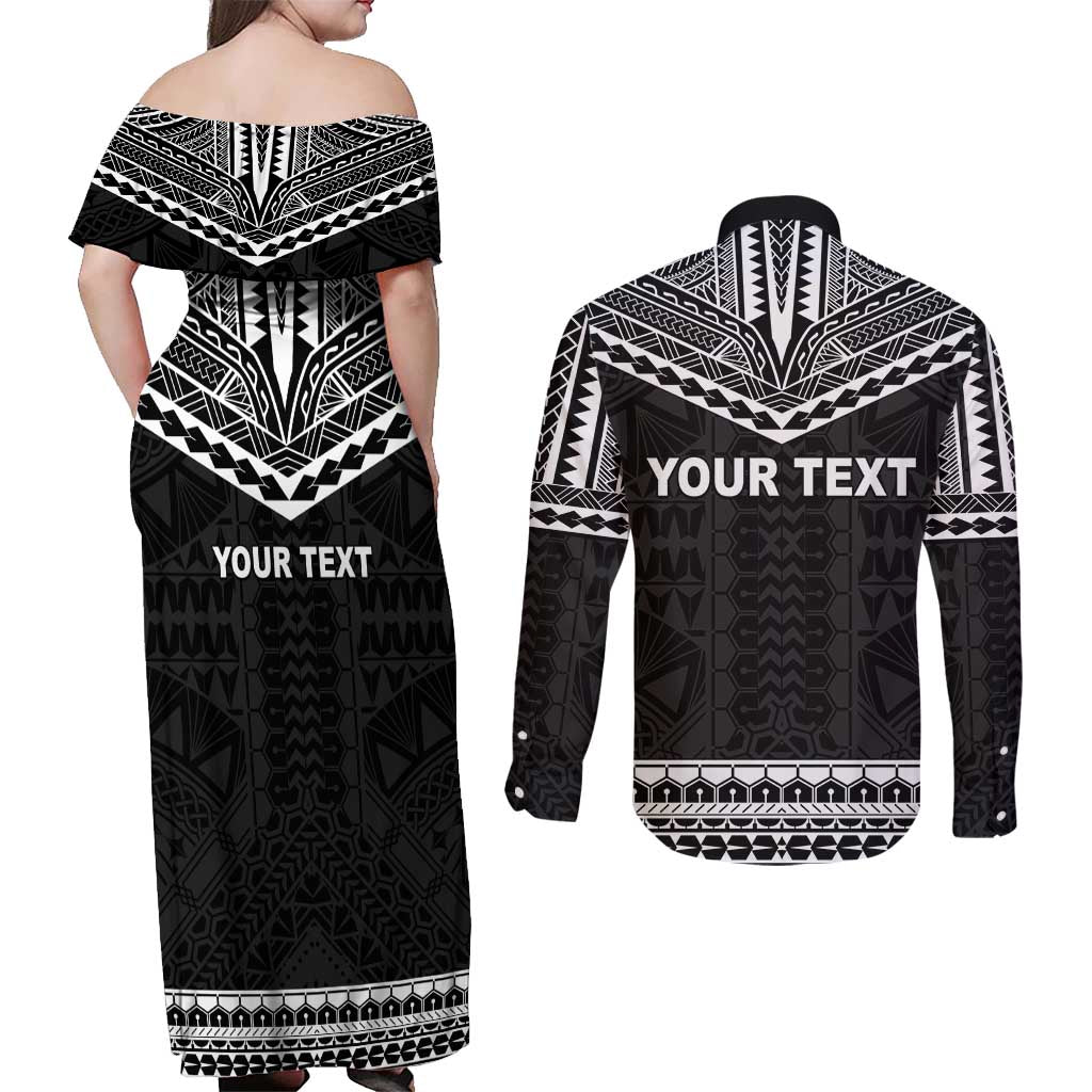 Personalised Melanesian Brotherhood Couples Matching Off Shoulder Maxi Dress and Long Sleeve Button Shirt Ministry Faith And Mission LT05 - Polynesian Pride