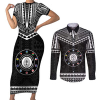 Personalised Melanesian Brotherhood Couples Matching Short Sleeve Bodycon Dress and Long Sleeve Button Shirt Ministry Faith And Mission LT05 Black - Polynesian Pride