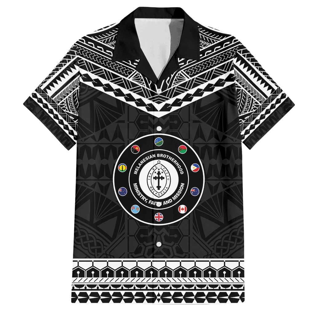 Personalised Melanesian Brotherhood Family Matching Long Sleeve Bodycon Dress and Hawaiian Shirt Ministry Faith And Mission LT05 Dad's Shirt - Short Sleeve Black - Polynesian Pride