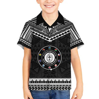 Personalised Melanesian Brotherhood Family Matching Off Shoulder Short Dress and Hawaiian Shirt Ministry Faith And Mission LT05 Son's Shirt Black - Polynesian Pride