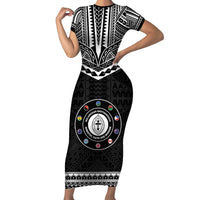 Personalised Melanesian Brotherhood Family Matching Short Sleeve Bodycon Dress and Hawaiian Shirt Ministry Faith And Mission LT05 Mom's Dress Black - Polynesian Pride