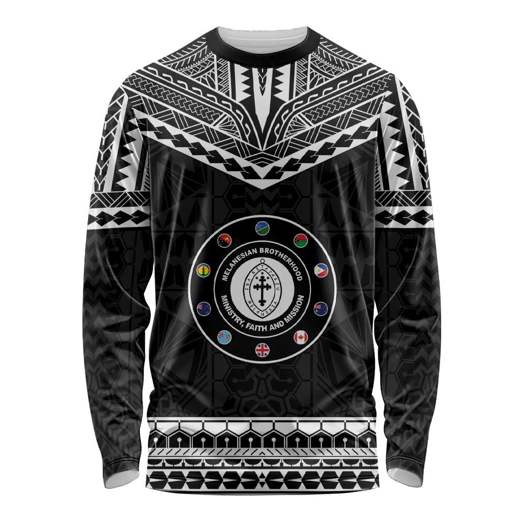 Personalised Melanesian Brotherhood Long Sleeve Shirt Ministry Faith And Mission LT05 Unisex Black - Polynesian Pride