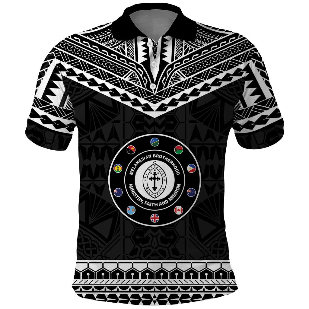 Personalised Melanesian Brotherhood Polo Shirt Ministry Faith And Mission LT05 Black - Polynesian Pride