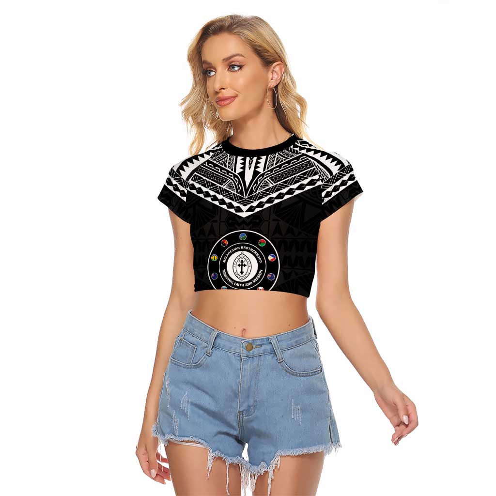 Personalised Melanesian Brotherhood Raglan Cropped T Shirt Ministry Faith And Mission LT05 Female Black - Polynesian Pride