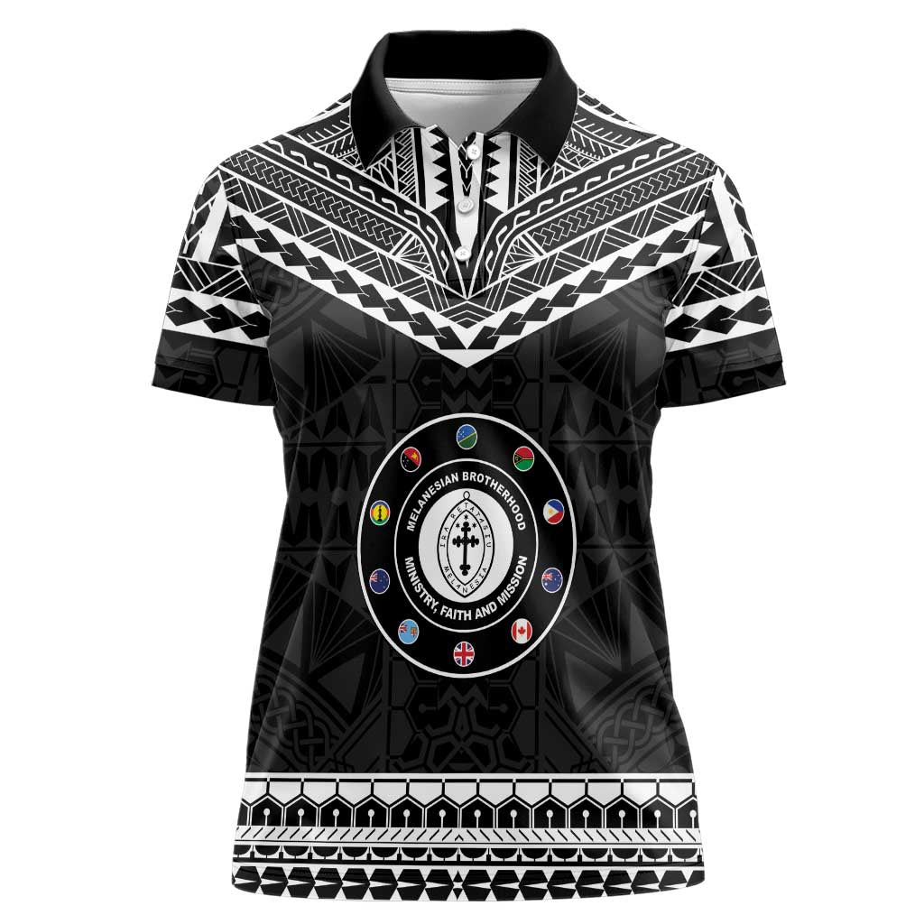 Personalised Melanesian Brotherhood Women Polo Shirt Ministry Faith And Mission LT05 Female Black - Polynesian Pride
