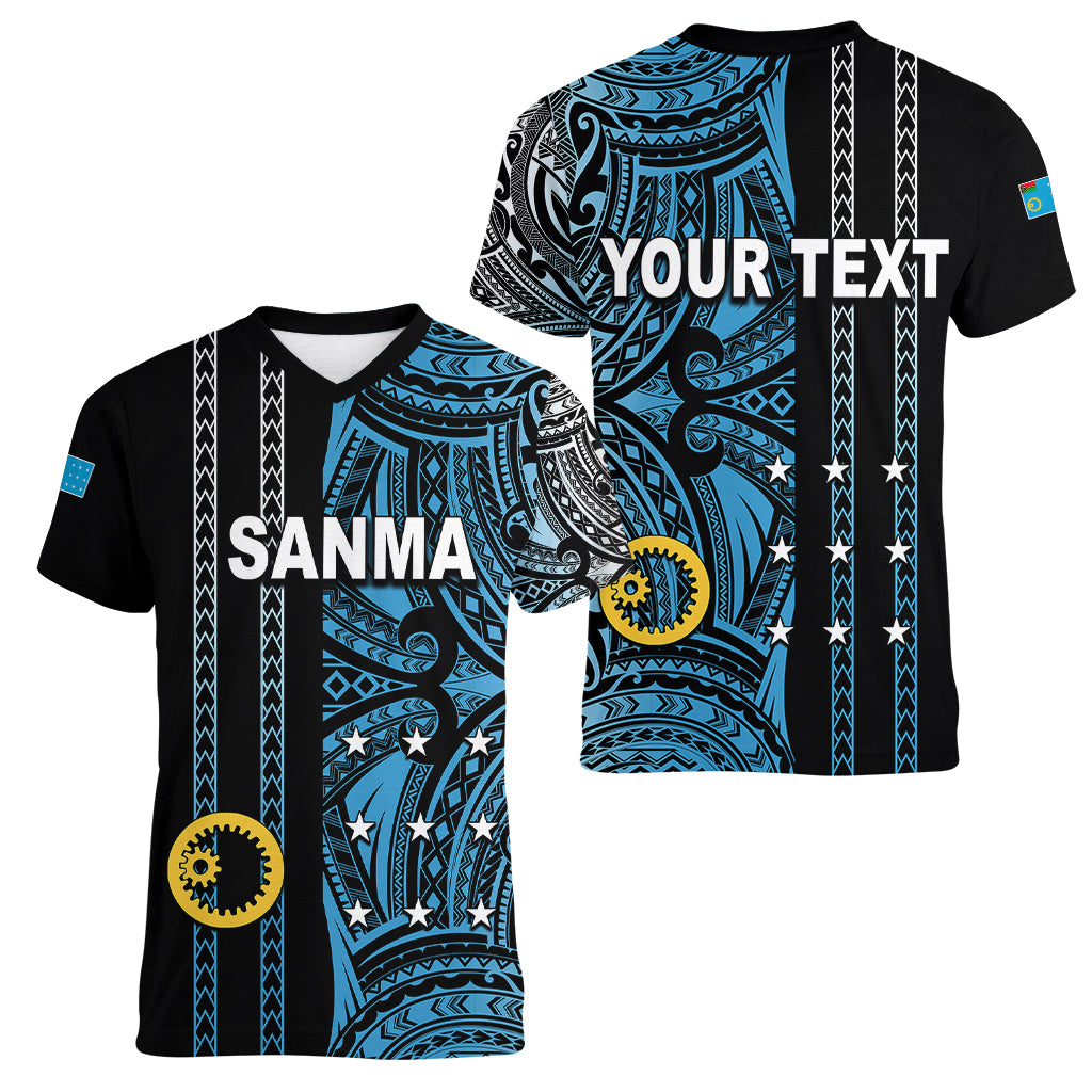 Custom Vanuatu Sanma Women V Neck T Shirt Polynesian Tribal LT6 - Polynesian Pride