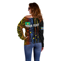 Custom Vanuatu Tafea Off Shoulder Sweater Polynesian Tribal LT6 - Polynesian Pride