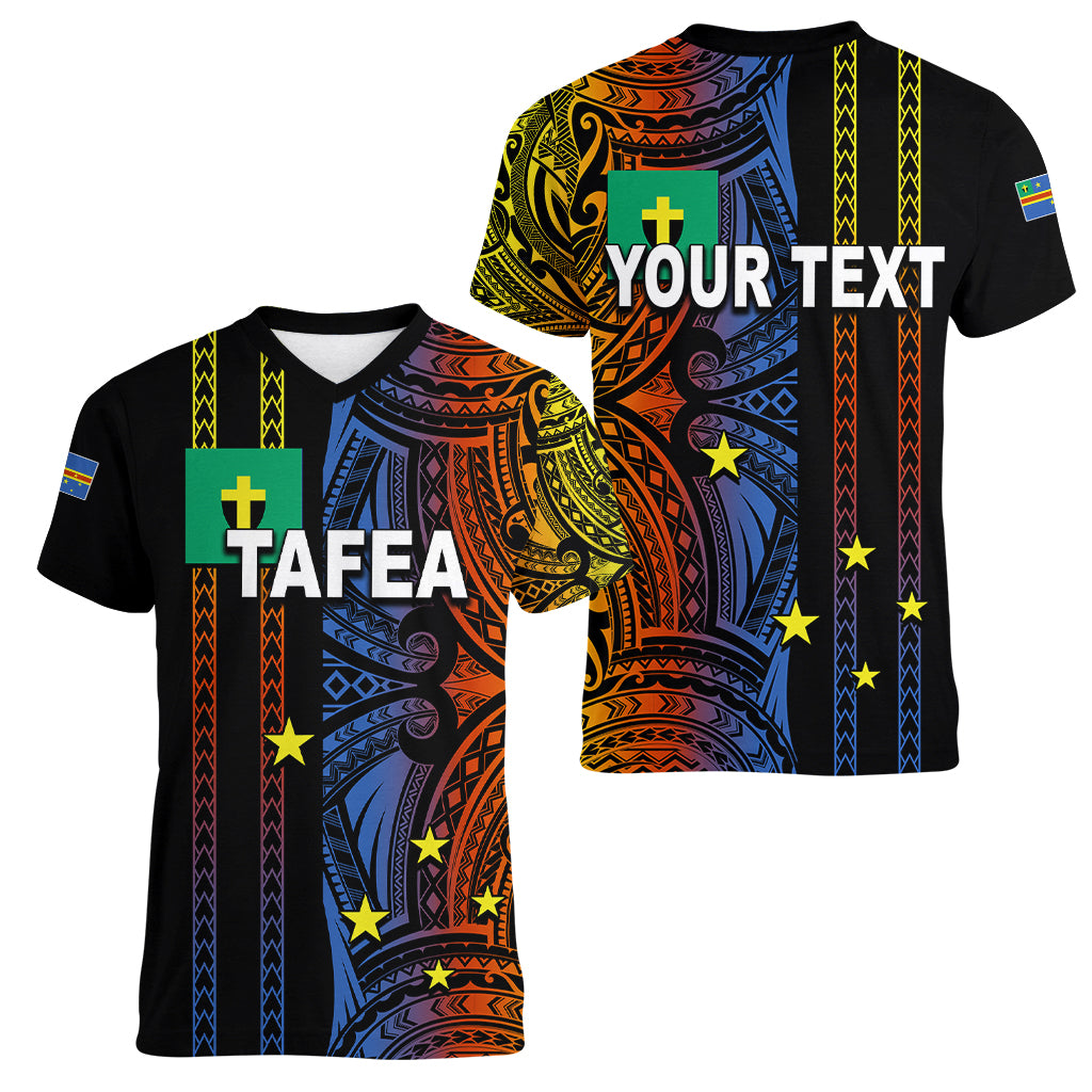 Custom Vanuatu Tafea Women V Neck T Shirt Polynesian Tribal LT6 - Polynesian Pride