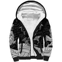 Polynesian Tribal Sherpa Hoodie with Sharks Tattoo White LT6 Unisex White - Polynesian Pride