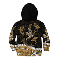 Polynesian Tribal Kid Hoodie with Sharks Tattoo Gold LT6 - Polynesian Pride