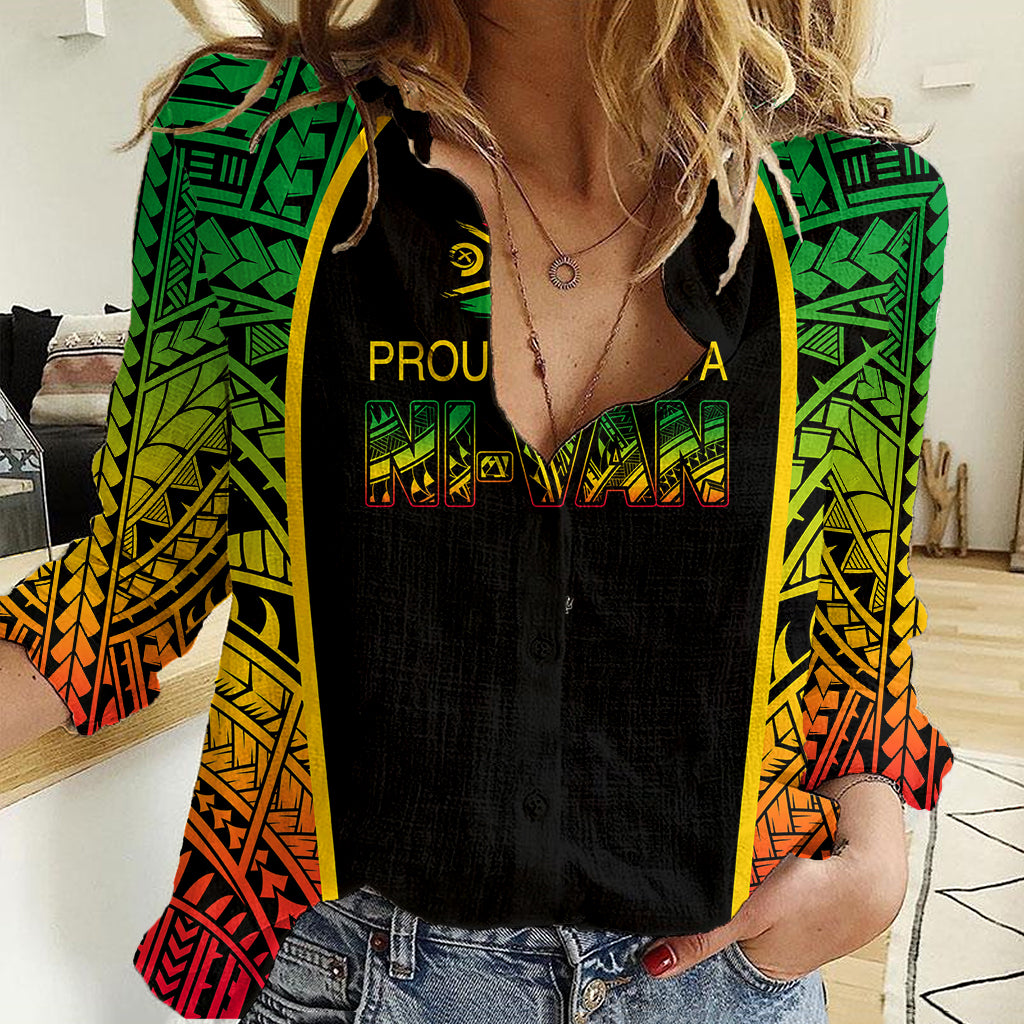 Custom Vanuatu Women Casual Shirt Pround To Be A Ni-Van LT6 Female Black - Polynesian Pride