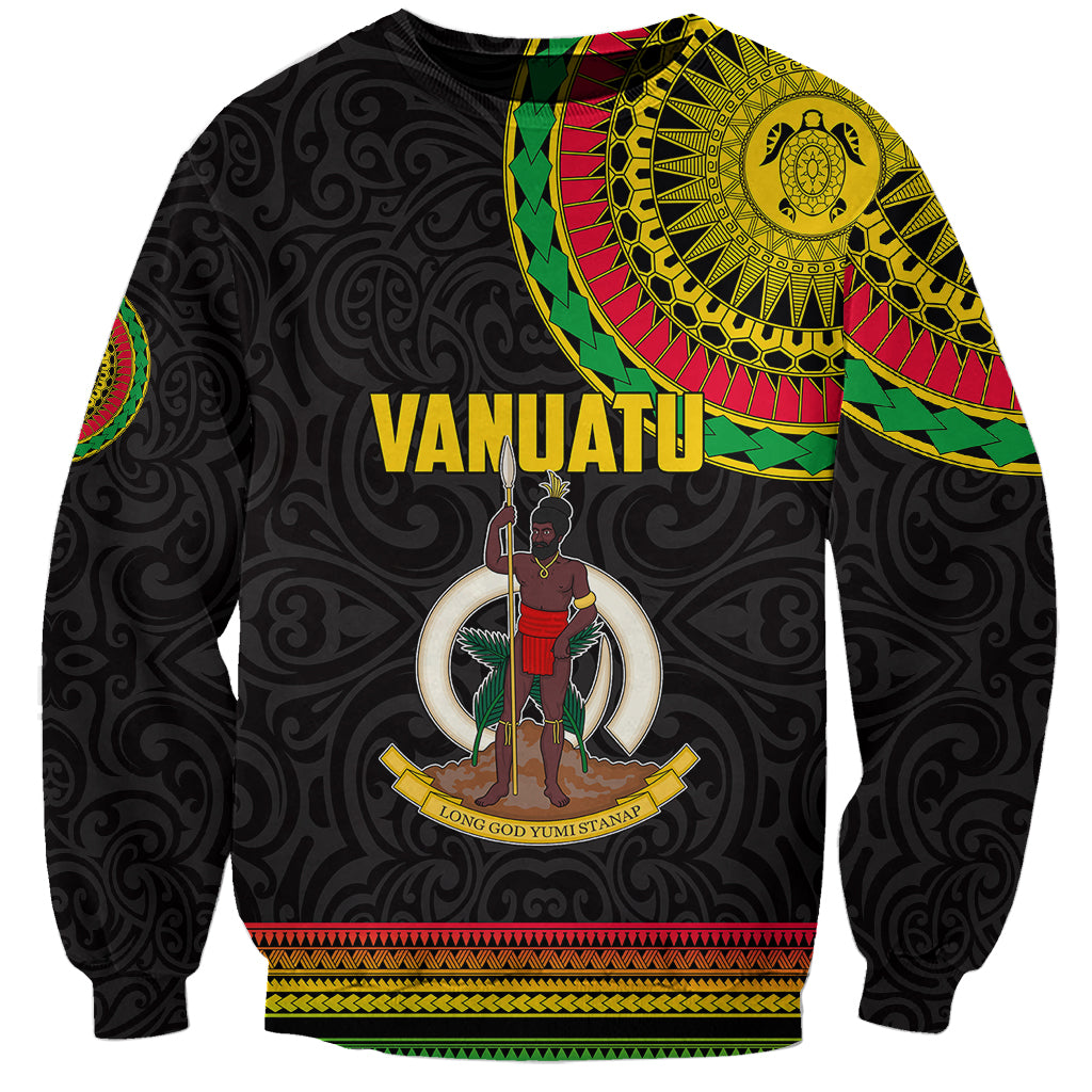 Custom Vanuatu Sweatshirt Polynesia Circle LT6 Unisex Black - Polynesian Pride