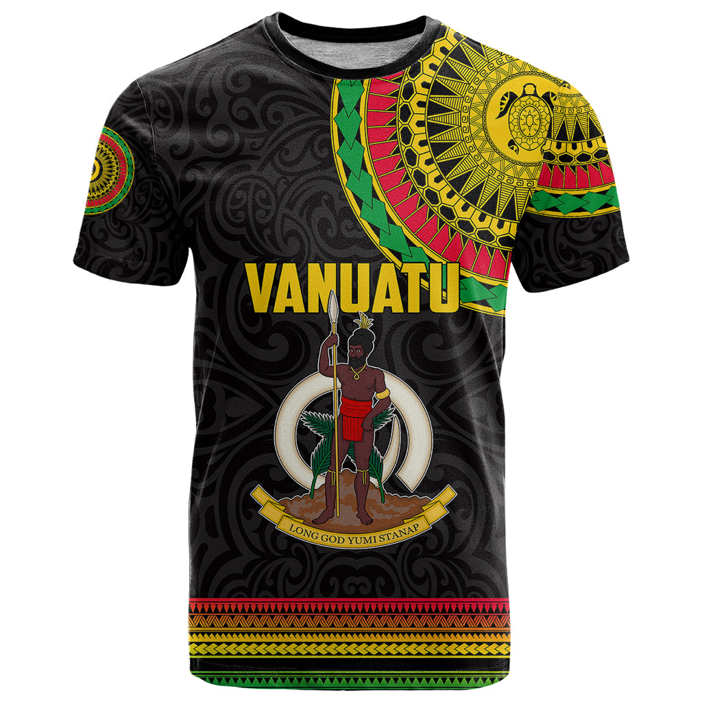 Custom Vanuatu T Shirt Polynesia Circle LT6 Black - Polynesian Pride