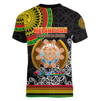 Vanuatu Women V Neck T Shirt Melanesian Festival LT6 - Polynesian Pride