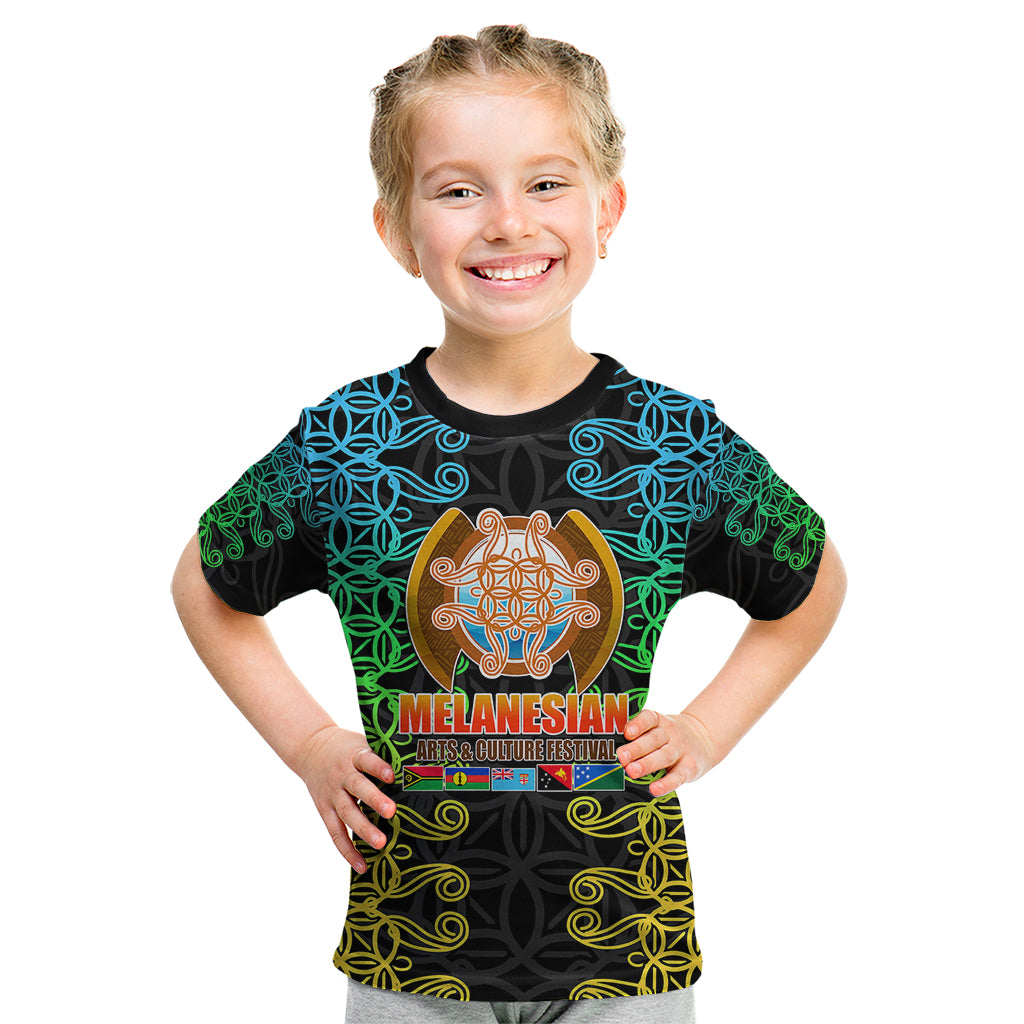 Melanesian Festival 2023 Kid T Shirt Tribal Patterns LT6 Black - Polynesian Pride