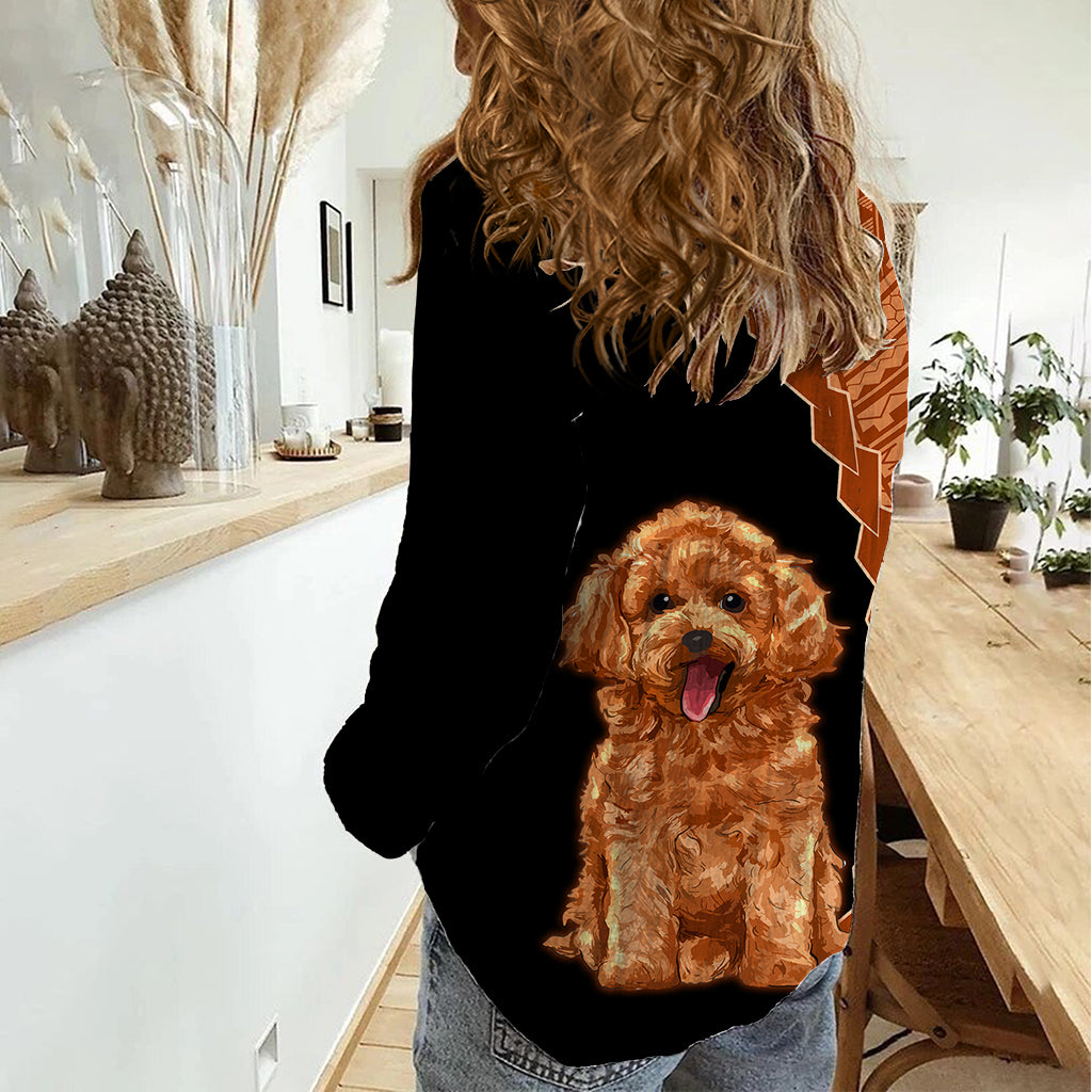 Custom Poodle Dog Women Casual Shirt With Polynesian Tribal Tattoo LT6 - Polynesian Pride