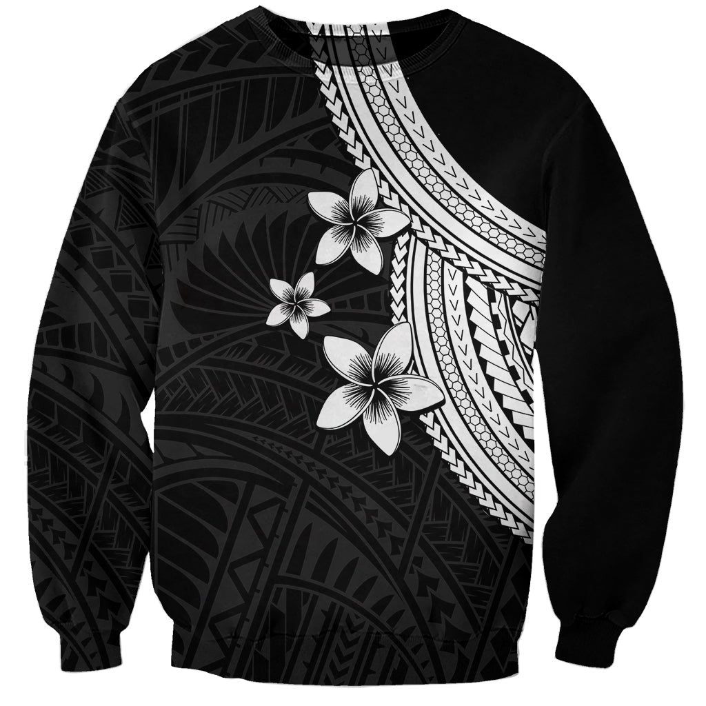 Polynesian Sweatshirt With Plumeria Flower White LT6 Unisex White - Polynesian Pride