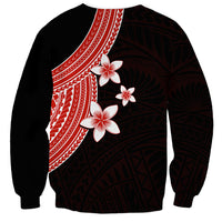 Polynesian Sweatshirt With Plumeria Flower Red LT6 - Polynesian Pride