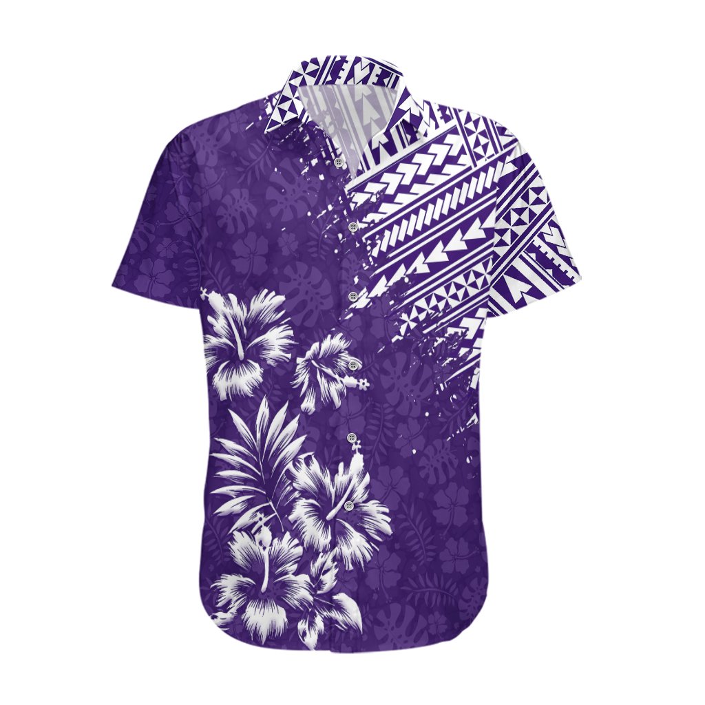 Hawaii Summer Couples Matching Outfits Combo Long Sleeve Dress Mix Polynesian Purple LT6 - Polynesian Pride