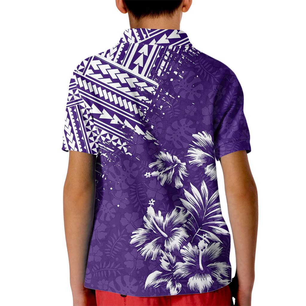 Hawaii Summer Kid Polo Shirt Mix Polynesian Purple LT6 - Polynesian Pride