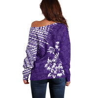 Hawaii Summer Off Shoulder Sweater Mix Polynesian Purple LT6 - Polynesian Pride