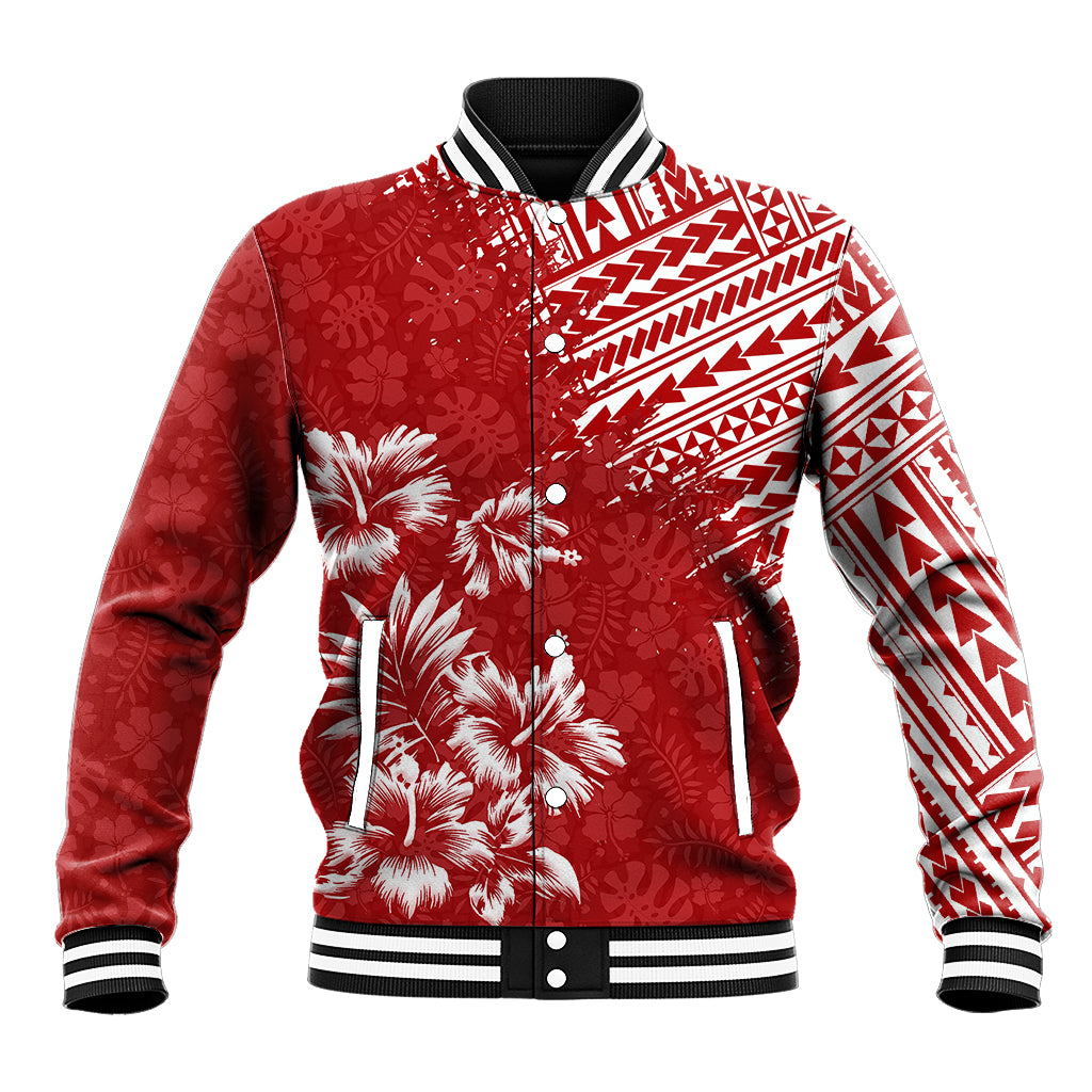 Hawaii Summer Baseball Jacket Mix Polynesian Red LT6 Unisex Red - Polynesian Pride