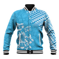 Hawaii Summer Baseball Jacket Mix Polynesian Light Blue LT6 Unisex Blue - Polynesian Pride