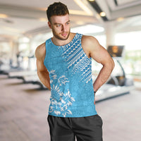 Hawaii Summer Men Tank Top Mix Polynesian Light Blue LT6 - Polynesian Pride
