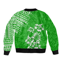 Hawaii Summer Sleeve Zip Bomber Jacket Mix Polynesian Green LT6 - Polynesian Pride