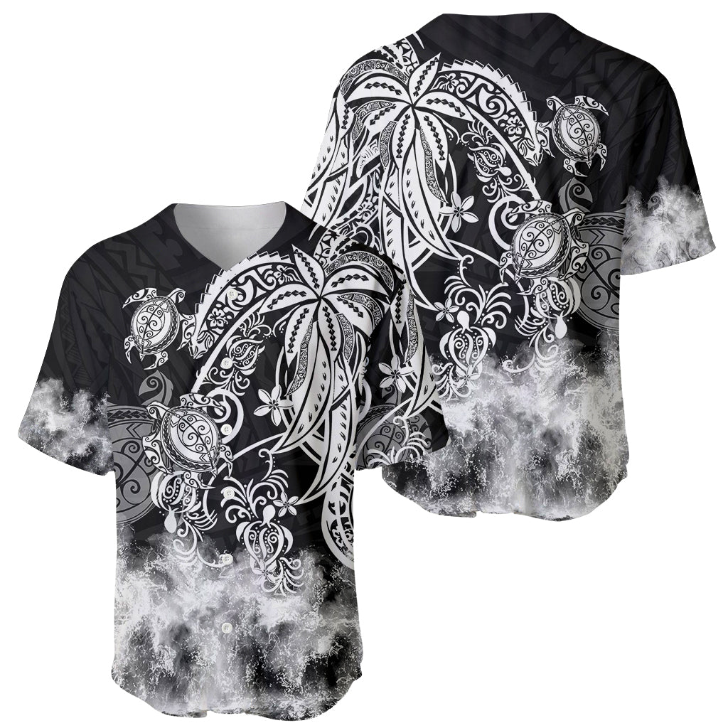 Polynesian Sea Turtle Baseball Jersey Tribal Black LT6 - Polynesian Pride