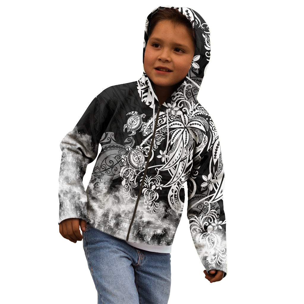 Polynesian Sea Turtle Kid Hoodie Tribal Black LT6 - Polynesian Pride